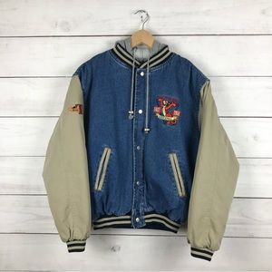 Disney Blue and Tan Varsity Bomber Jacket
